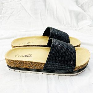 Mata Shoes Black Embellished Sparkly Slide Sandal Size 7 M